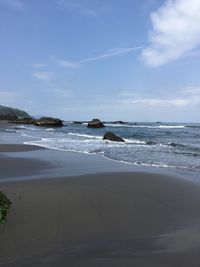 Scenic view of beach against sky