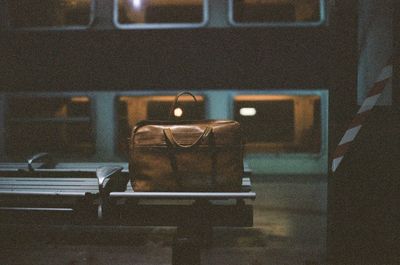 Close-up of empty seats on table