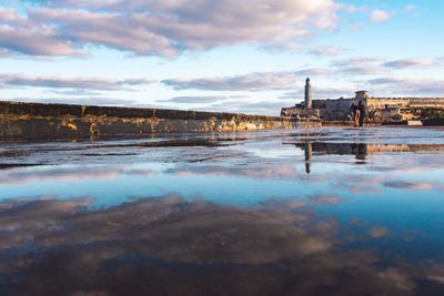 Reflection of buildings on water