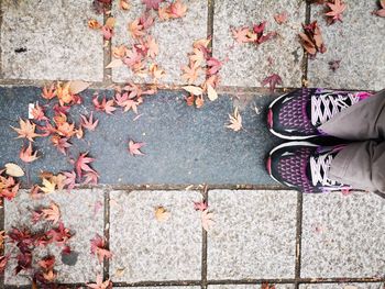 Low section of person standing on footpath