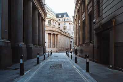 Rear view of man walking on street