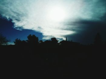 Low angle view of silhouette trees against sky