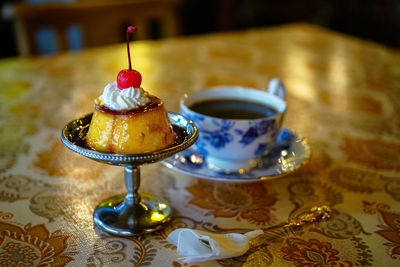 Close-up of coffee on table