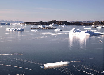 Scenic view of frozen sea against sky