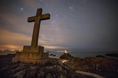 Scenic view of landscape against sky at night