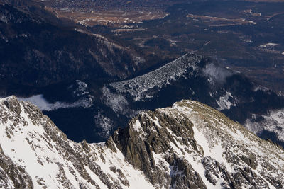 Aerial view of snowcapped mountains