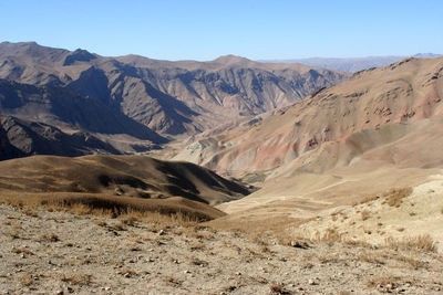 Scenic view of mountains against clear sky