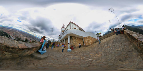 People walking on mountain road