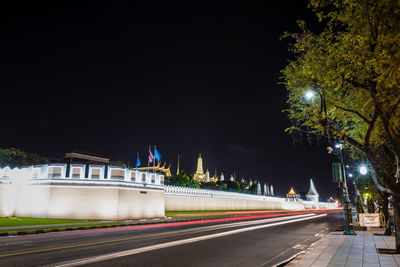 Light trails on street at night