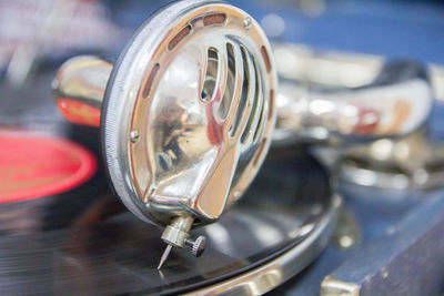 Close-up of turntable