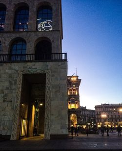 Illuminated building at night