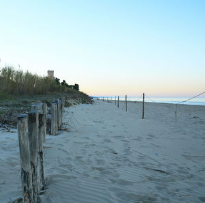 Scenic view of sea against clear sky