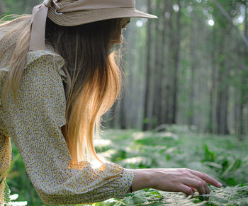 Rear view of woman wearing hat