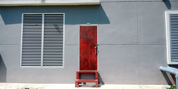 Closed door of building