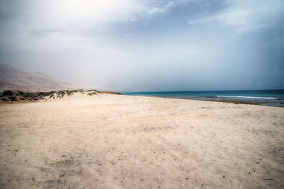 Scenic view of beach against sky