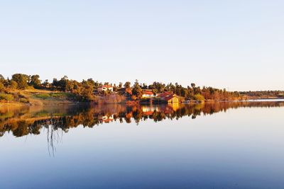 Scenic view of lake against clear sky