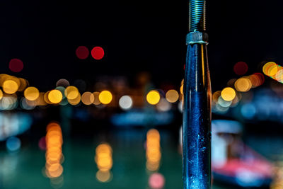 Defocused image of illuminated lights at night