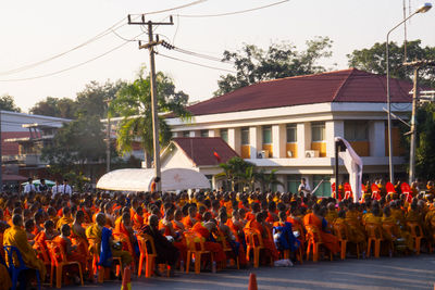 Group of people in front of building