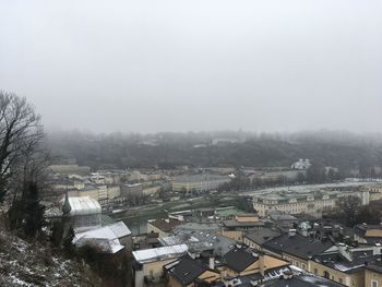 Aerial view of city during winter