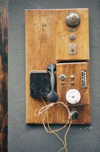 Vintage telephone on wall