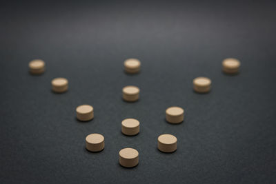 Close-up of coins on table