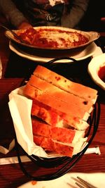 Close-up of bread in plate on table