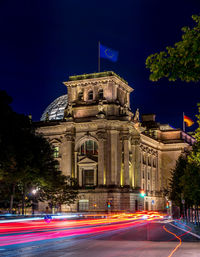 Light trails in city at night