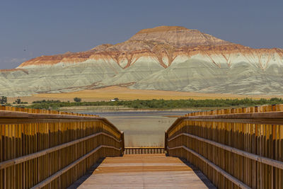 Scenic view of mountains against clear sky