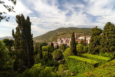 View of the city of tivoli from the large park of villa d'este, lazio