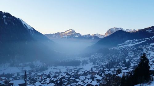 Scenic view of snowcapped mountains