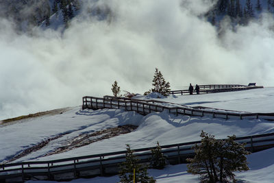 Scenic view of snow covered mountain against sky