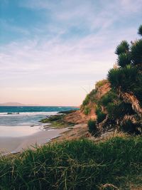 Scenic view of sea against sky at sunset