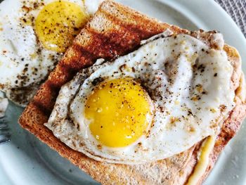 Close-up of breakfast served in plate