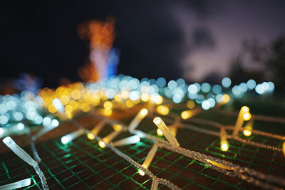 Defocused image of illuminated string lights