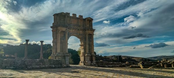 Remains of cuicul village in djemila town, archaeological area rich roman ruins, sétif, algeria.