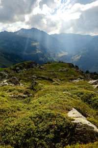 Mountain with sky in background