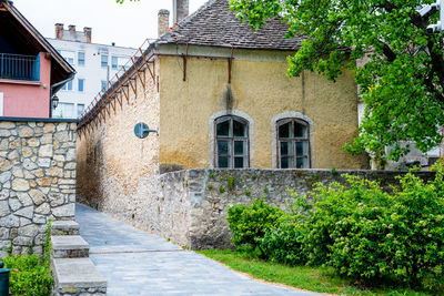 Typically old yellow building in small town of hungary