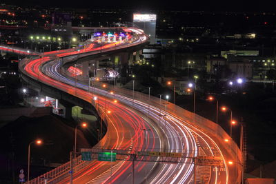 Light trails on city street at night