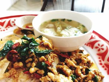 Close-up of meal served in plate