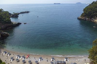 High angle view of people on beach