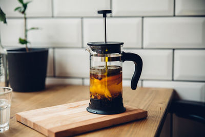 Close-up of tea maker