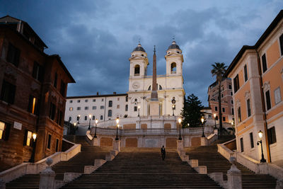 Low angle view of spanish steps against sky during lockdown