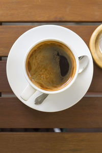 High angle view of coffee on table