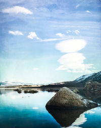 Reflection of sky and clouds in water