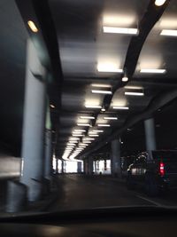 Interior of illuminated subway station