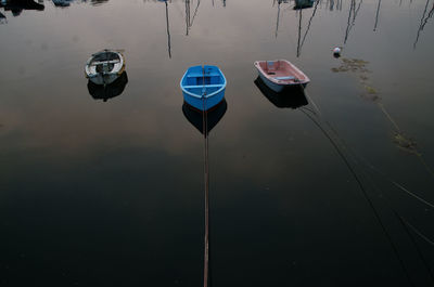 High angle view of boat in lake