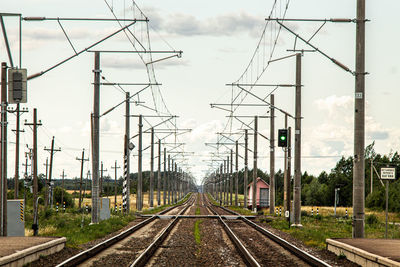 Railroad tracks against sky