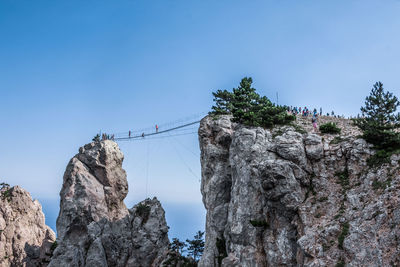 Low angle view of rock formation against sky