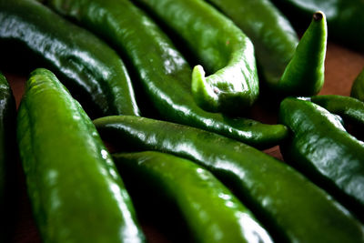Full frame shot of green chili peppers