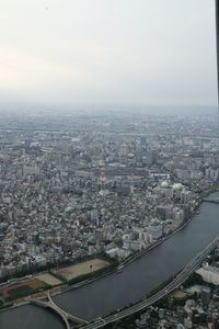 Aerial view of cityscape against sky